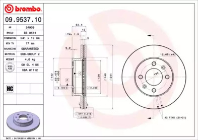 Тормозной диск A.B.S. 09.9537.10