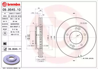 Тормозной диск A.B.S. 09.9545.10