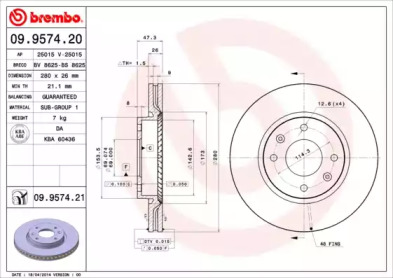 Тормозной диск A.B.S. 09.9574.21