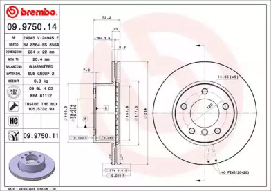 Тормозной диск A.B.S. 09.9750.11