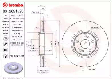 Тормозной диск A.B.S. 09.9821.21