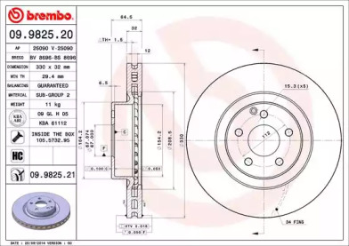 Тормозной диск A.B.S. 09.9825.21