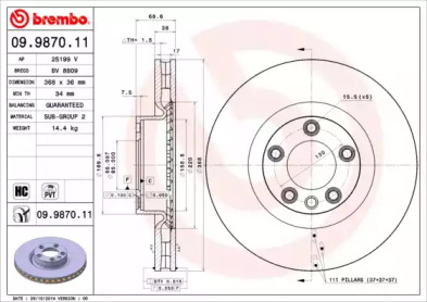 Тормозной диск A.B.S. 09.9870.11