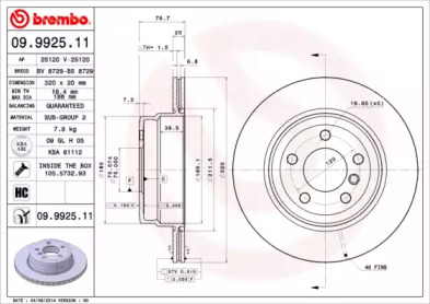 Тормозной диск A.B.S. 09.9925.11