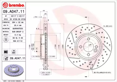 Тормозной диск A.B.S. 09.A047.11