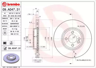 Тормозной диск A.B.S. 09.A047.31