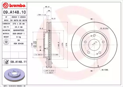 Тормозной диск A.B.S. 09.A148.11