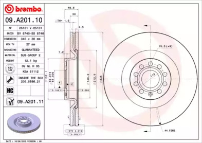 Тормозной диск A.B.S. 09.A201.10