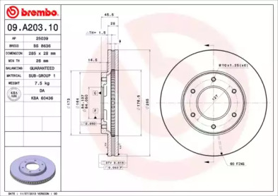 Тормозной диск A.B.S. 09.A203.10