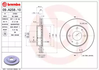 Тормозной диск A.B.S. 09.A258.10