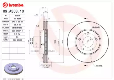 Тормозной диск A.B.S. 09.A303.10