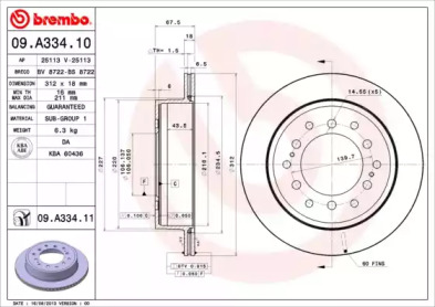 Тормозной диск A.B.S. 09.A334.11