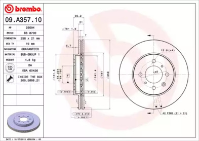 Тормозной диск A.B.S. 09.A357.10