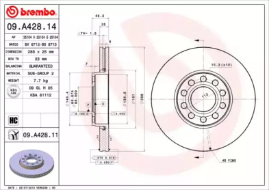 Тормозной диск A.B.S. 09.A428.11