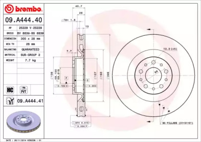 Тормозной диск A.B.S. 09.A444.40