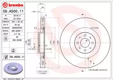 Тормозной диск A.B.S. 09.A500.11