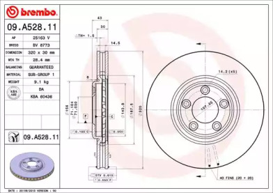 Тормозной диск A.B.S. 09.A528.11