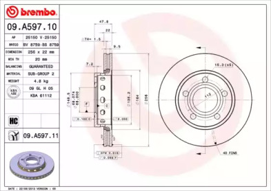 Тормозной диск A.B.S. 09.A597.11