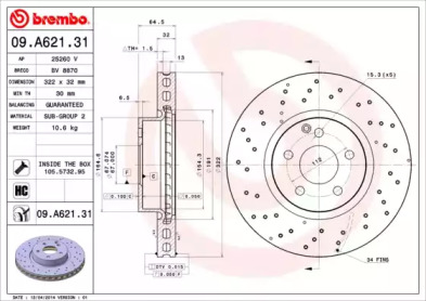 Тормозной диск A.B.S. 09.A621.31