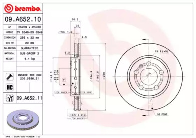 Тормозной диск A.B.S. 09.A652.11