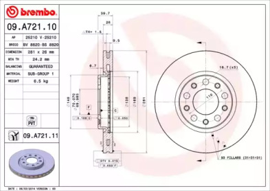 Тормозной диск A.B.S. 09.A721.11