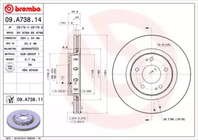 Тормозной диск A.B.S. 09.A738.11