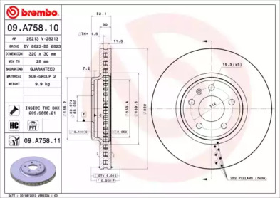 Тормозной диск A.B.S. 09.A758.11