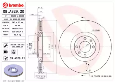 Тормозной диск A.B.S. 09.A829.21