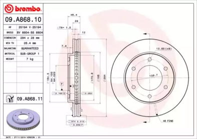 Тормозной диск A.B.S. 09.A868.10