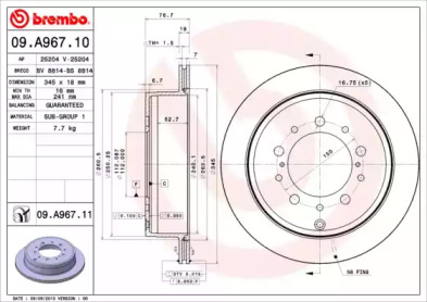 Тормозной диск A.B.S. 09.A967.11