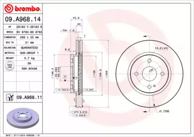 Тормозной диск A.B.S. 09.A968.14