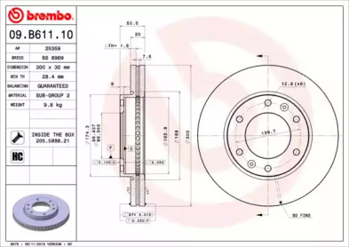 Тормозной диск A.B.S. 09.B611.10