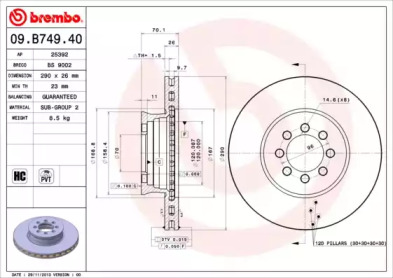 Тормозной диск A.B.S. 09.B749.40