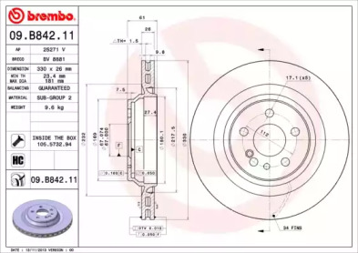 Тормозной диск A.B.S. 09.B842.11