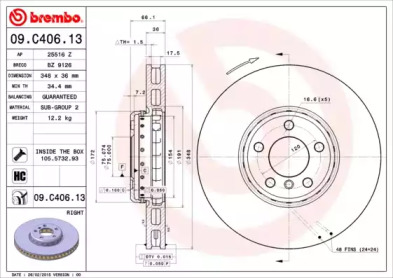 Тормозной диск A.B.S. 09.C406.13