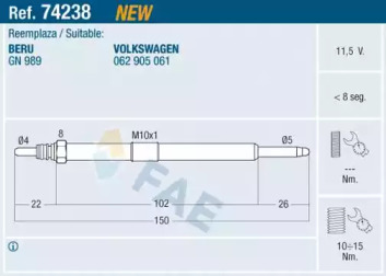Свеча накаливания FAE 74238