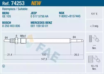 Свеча накаливания FAE 74253