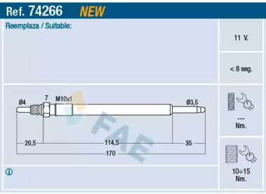 Свеча накаливания FAE 74266