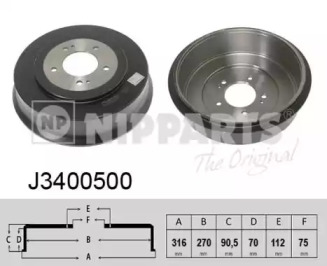 Тормозный барабан NIPPARTS J3400500