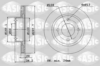 Тормозной диск SASIC 2464T84J