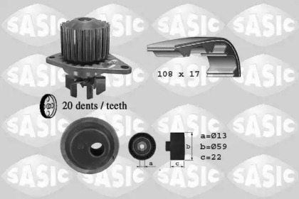 Комплект водяного насоса / зубчатого ремня SASIC 3900021