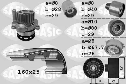 Комплект водяного насоса / зубчатого ремня SASIC 3906078