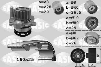 Комплект водяного насоса / зубчатого ремня SASIC 3906079