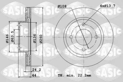 Тормозной диск SASIC 9004808J