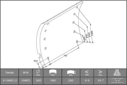 Комплект колодки тормозной накладки ABEX B2053161