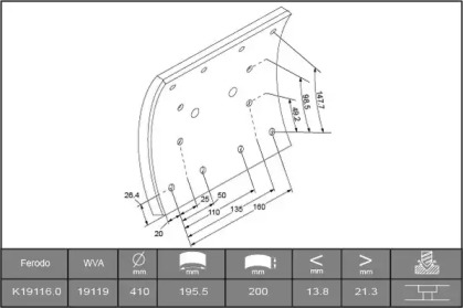 Комплект колодки тормозной накладки ABEX B4899151