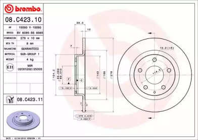 Тормозной диск BRECO BV 6085