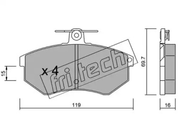 Комплект тормозных колодок fri.tech. 151.2