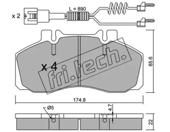 Комплект тормозных колодок fri.tech. 275.0W