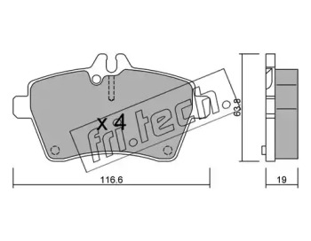 Комплект тормозных колодок fri.tech. 662.0